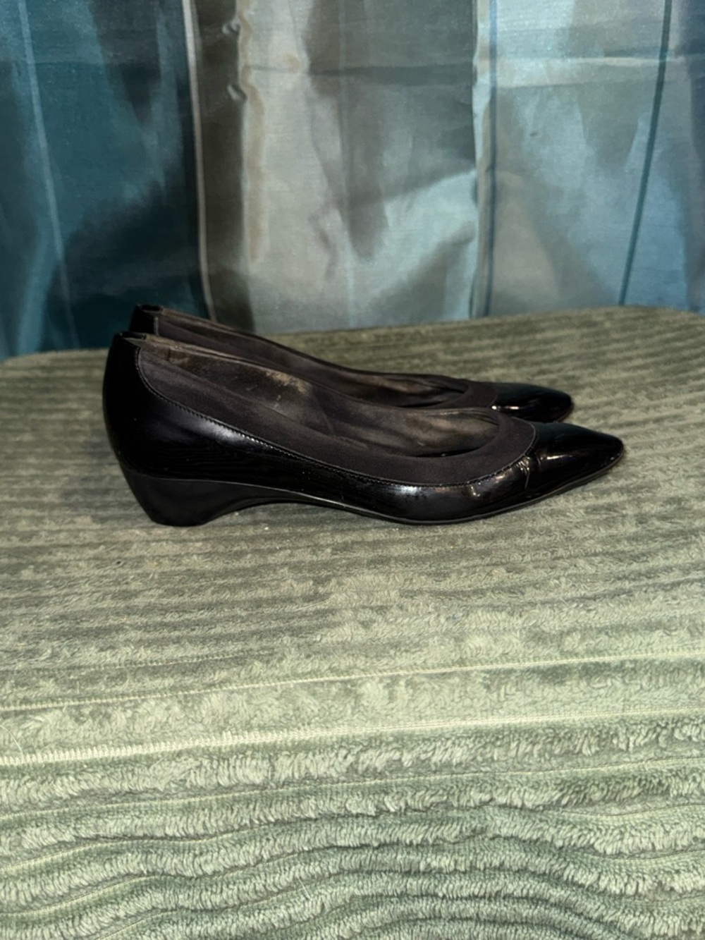 Classic Black Pointed-Toe Wedge Pumps